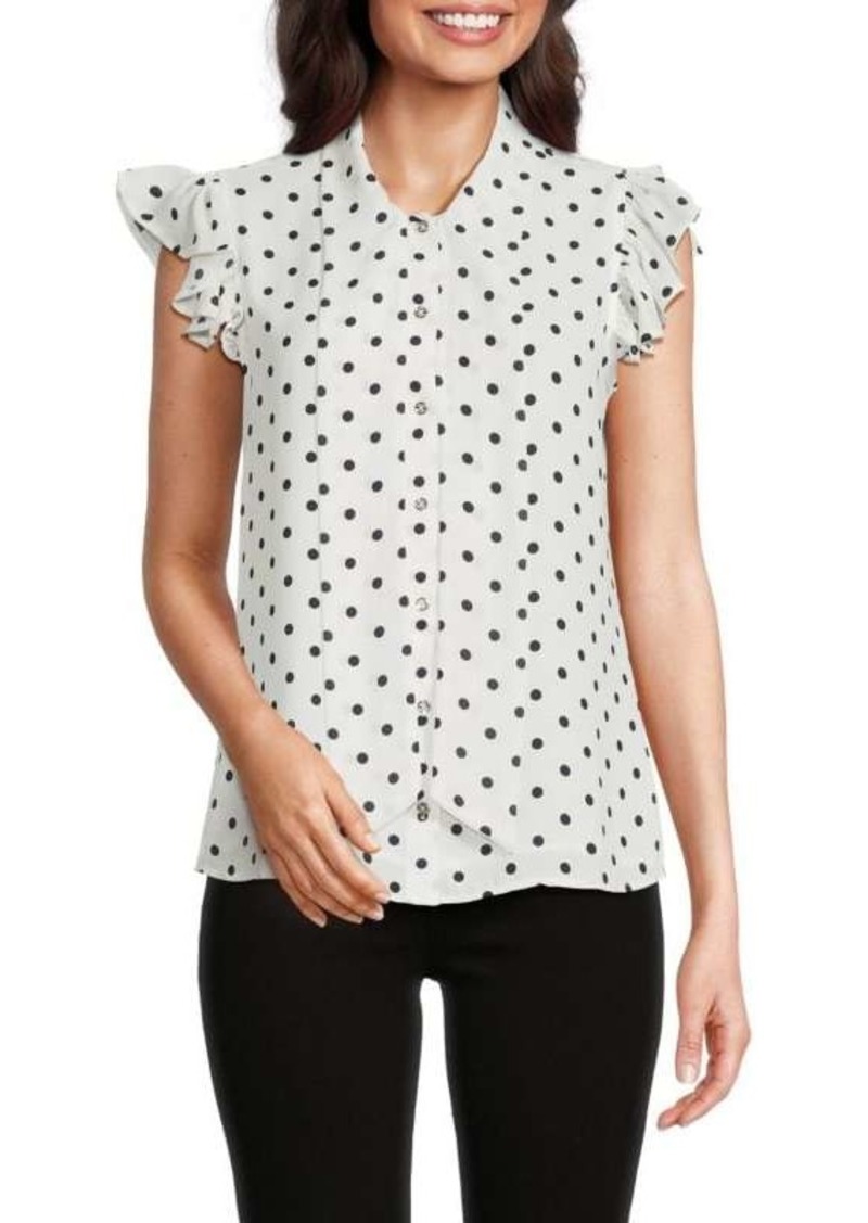 Tommy Hilfiger Polka Dot Flutter Sleeve Blouse