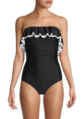 Tommy Hilfiger Ruffled One-Piece Bandeau Swimsuit