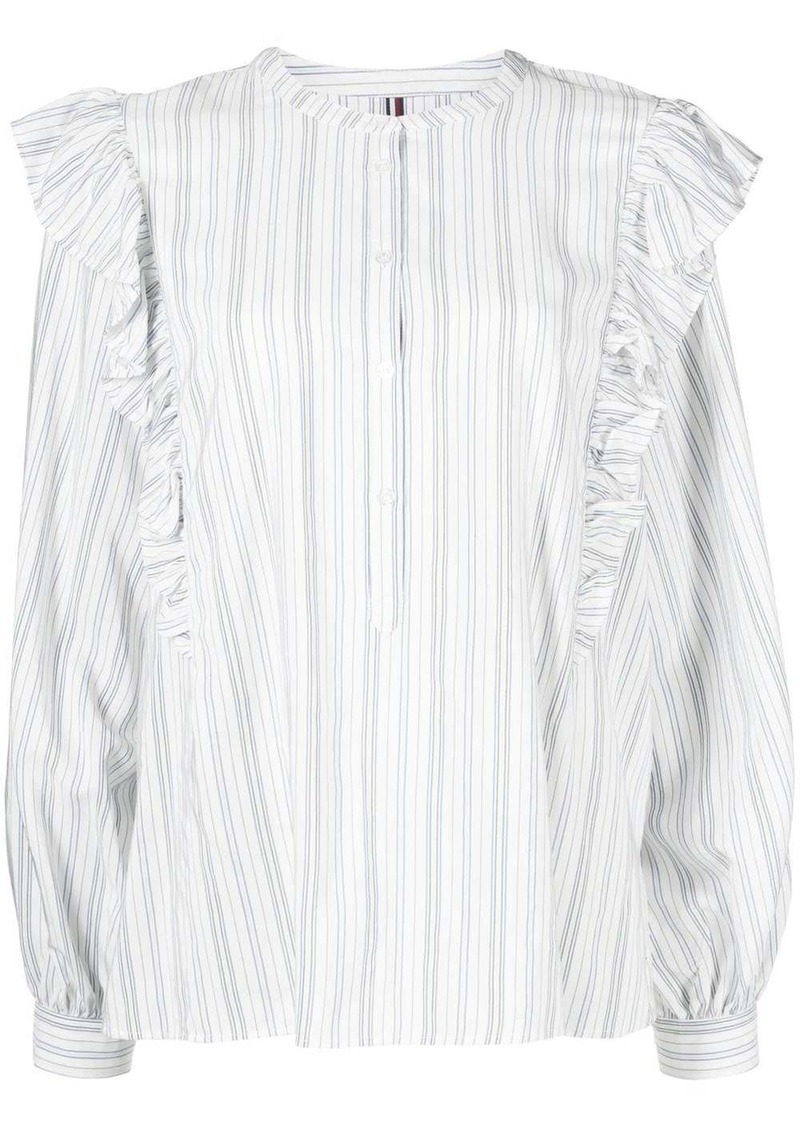 Tommy Hilfiger striped ruffle-trim blouse