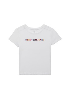 Tommy Hilfiger womens Tommy Hilfiger Women's Adaptive Cropped T-shirt With Magnetic Closure at Shoulders T Shirt   US