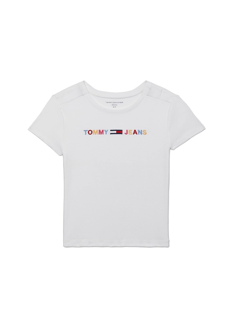 Tommy Hilfiger Womens Women's Adaptive Cropped T-Shirt with Magnetic Closure at Shoulders T Shirt   US