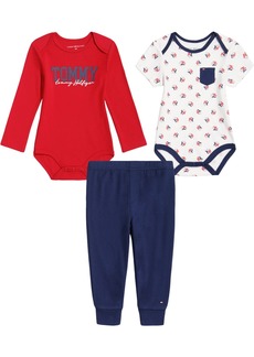 Tommy Hilfiger Baby Boys Logo Print Bodysuits and Joggers, 3 Piece Set