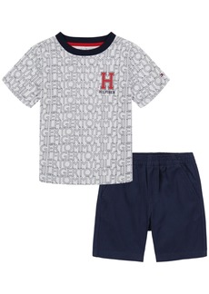 Tommy Hilfiger Baby Boys Logo-Print T-shirt and Sueded Twill Shorts, 2 Piece Set