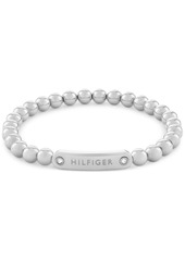 Tommy Hilfiger Beaded Stainless Steel Logo Stretch Bracelet - Gold Plate