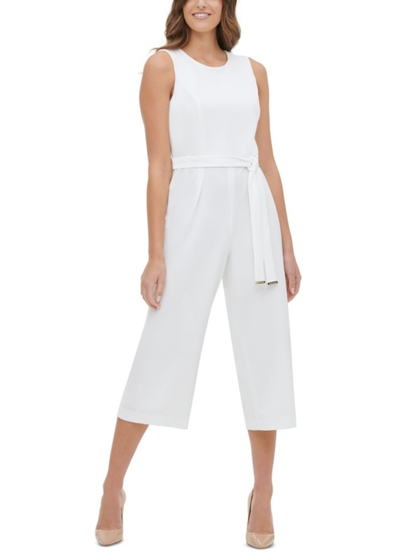 tommy hilfiger belted cropped jumpsuit