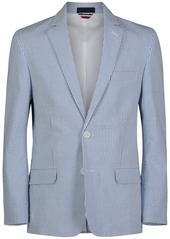 Tommy Hilfiger Big Boys Modern-Fit Stretch Seersucker Sport Coat - Blue