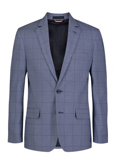 Tommy Hilfiger Big Boys Modern-Fit Stretch Windowpane Sport Coat - Blue