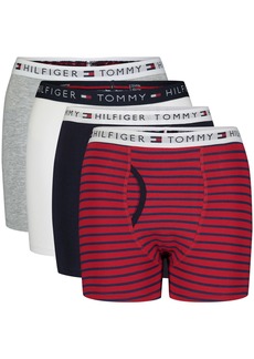 Tommy Hilfiger Big Boys Stripe Boxer Briefs, Pack of 4 - Scarlet Sage