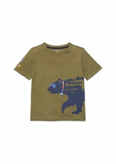 Tommy Hilfiger Boys' Adaptive T Shirt with Velcro Brand Closure at Shoulders DEEP Lichen Green-PT L