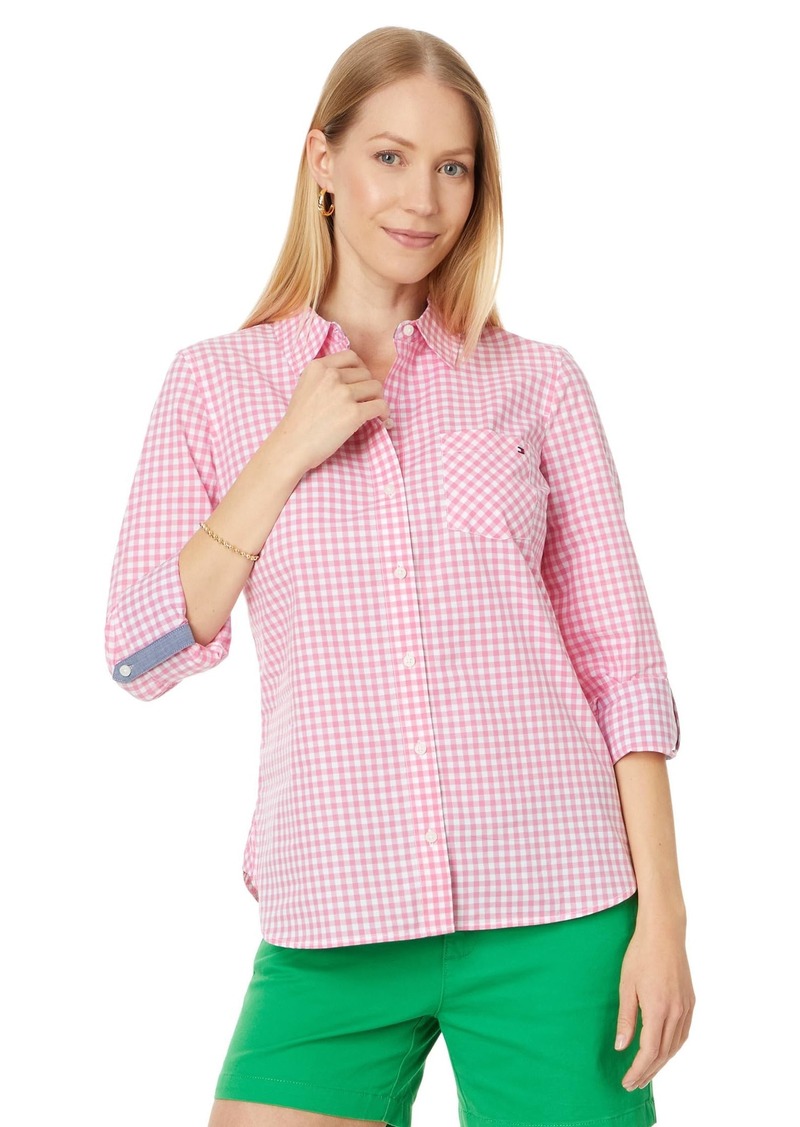 Tommy Hilfiger Women's Shirt Gingham Roll Tab  XL