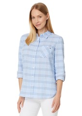 Tommy Hilfiger Women's Shirt Pebble Plaid Roll Tab  S