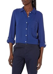 Tommy Hilfiger Button-Down Shirts for Women Casual Tops DEEP SEA XS