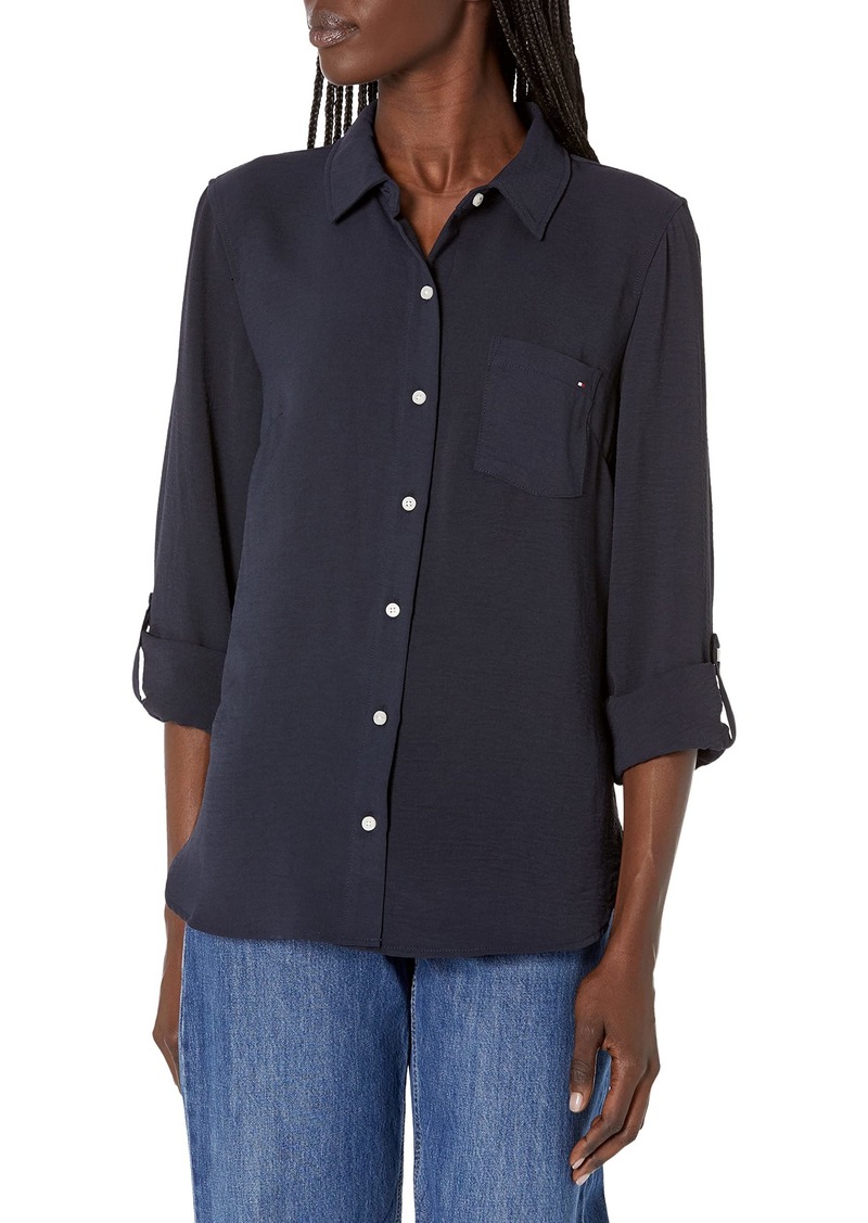 Tommy Hilfiger Button-Down Shirts for Women Casual Tops Sky CAPT XXL