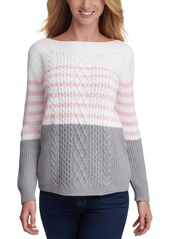 Tommy Hilfiger Cate Veri Striped Cable-Knit Sweater