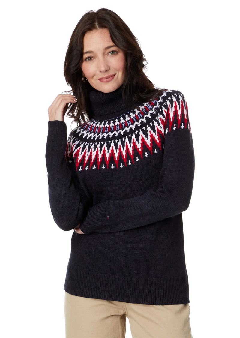 Tommy Hilfiger Chevron Fair Isle Turtleneck Sweater  LG (US 12-14)