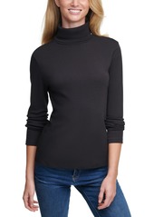 Tommy Hilfiger Women's Long Sleeve Cotton Turtleneck Top - Sky Capt