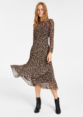 Tommy Hilfiger Crossover-Hem Midi Dress - Black/tan