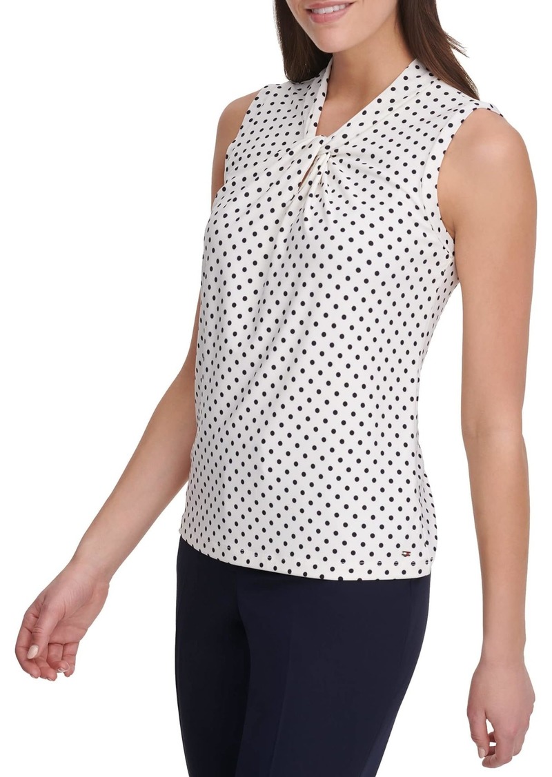 Tommy Hilfiger Sleeveless Blouse – Business Casual Women’s Tops with Knotted Neckline