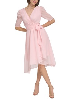 Tommy Hilfiger Glitter-Dot Puff-Sleeve Midi Dress - Ballerina Pink