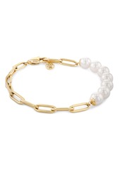 Tommy Hilfiger Imitation Pearl and Paperclip Chain Bracelet - Gold