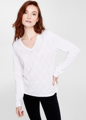 Tommy Hilfiger Ivy Studded Argyle V-Neck Sweater, Created for Macy's