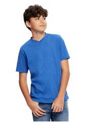 Tommy Hilfiger Little Boys Embroidered Logo V-Neck Tee - Blue Jean