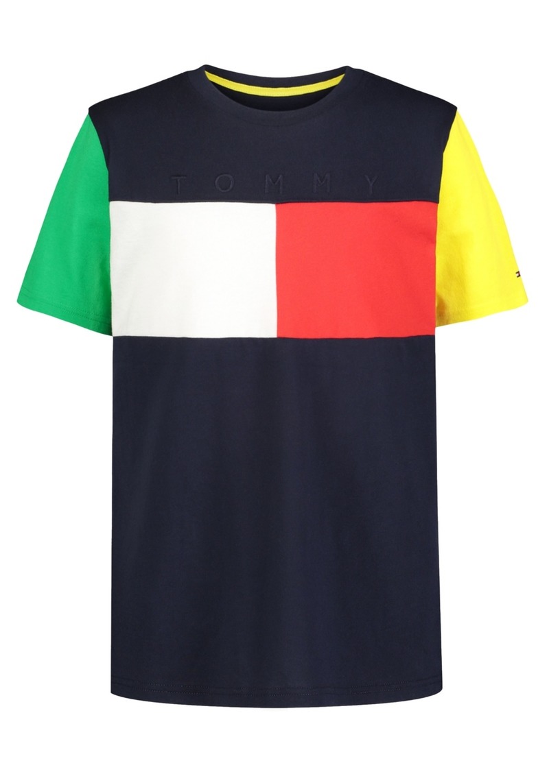 Tommy Hilfiger Little Boys Flag Block Short Sleeve T-shirt - Navy Blazer