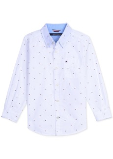 Tommy Hilfiger Little Boys Logo Dot Print Button-Down Shirt - White
