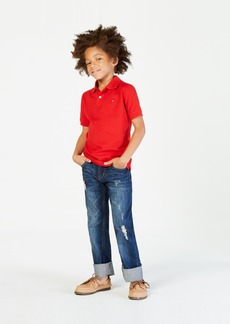 Tommy Hilfiger Little Boys Ribbed Trim Ivy Stretch Polo Shirt - Regal Red