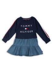 Tommy Hilfiger Toddler Girl Two-Fer Sweatshirt Dress with Embroidery