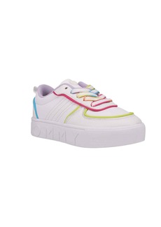 Tommy Hilfiger Little Girls Eva Platform 2.0 Lace Up Sneaker - White Rainbow