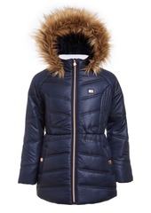 Tommy Hilfiger Little Girls Puffer Jacket With Faux-Fur Hood