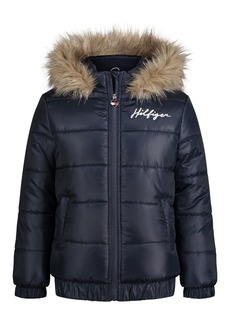 Tommy Hilfiger Little Girls Hooded Bomber Quilted Jacket