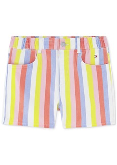 Tommy Hilfiger Little Girls Striped Denim Shorts - White