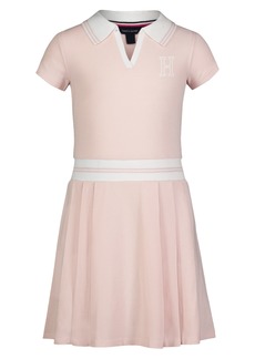 Tommy Hilfiger Little Girls Tipped Ribbed Short Sleeve Polo Dress - Crystal Pink