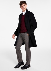 Tommy Hilfiger Men's Addison Wool-Blend Trim Fit Overcoat - Navy