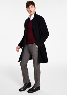 Tommy Hilfiger Men's Addison Wool-Blend Trim Fit Overcoat - Black