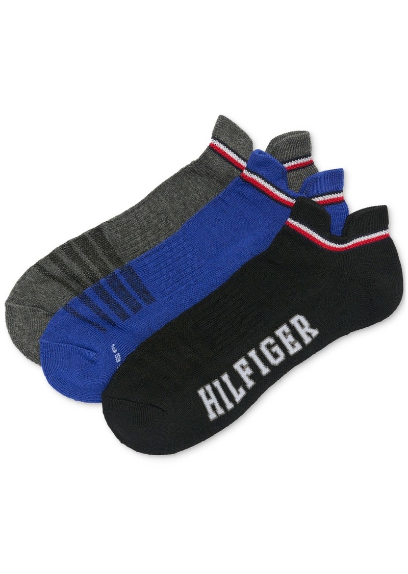 Tommy Hilfiger Men's 3-Pk. Logo Double Tab Cushioned No-Show Socks - Black Asst