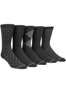 Tommy Hilfiger Men's 5-Pk. Assorted Printed Crew Socks - Black