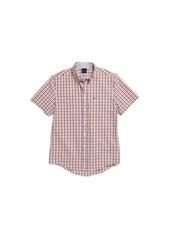 Tommy Hilfiger Men's Adaptive Magnetic Short Sleeve Button Shirt Custom Fit chinese Red SM