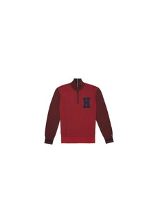 Tommy Hilfiger Men's Adaptive Quarter Zip H Sweater with Zipper Closure Rouge/Dark Cabernet