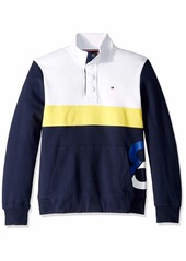 Tommy Hilfiger Men's Adaptive Sweatshirt with Magnetic Buttons and Mock Neck bright white/medium S