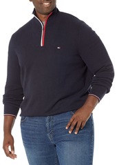 Tommy Hilfiger Men's Big Long Sleeve Cotton Stripe Quarter Zip Pullover Sweater  XL-Tall