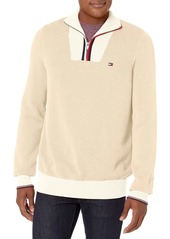Tommy Hilfiger Men's Big Long Sleeve Cotton Stripe Quarter Zip Pullover Sweater  3XL-Tall