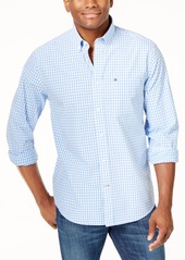 Tommy Hilfiger Men's Big & Tall Classic-Fit Twain Stretch Check Shirt - Collection Blue