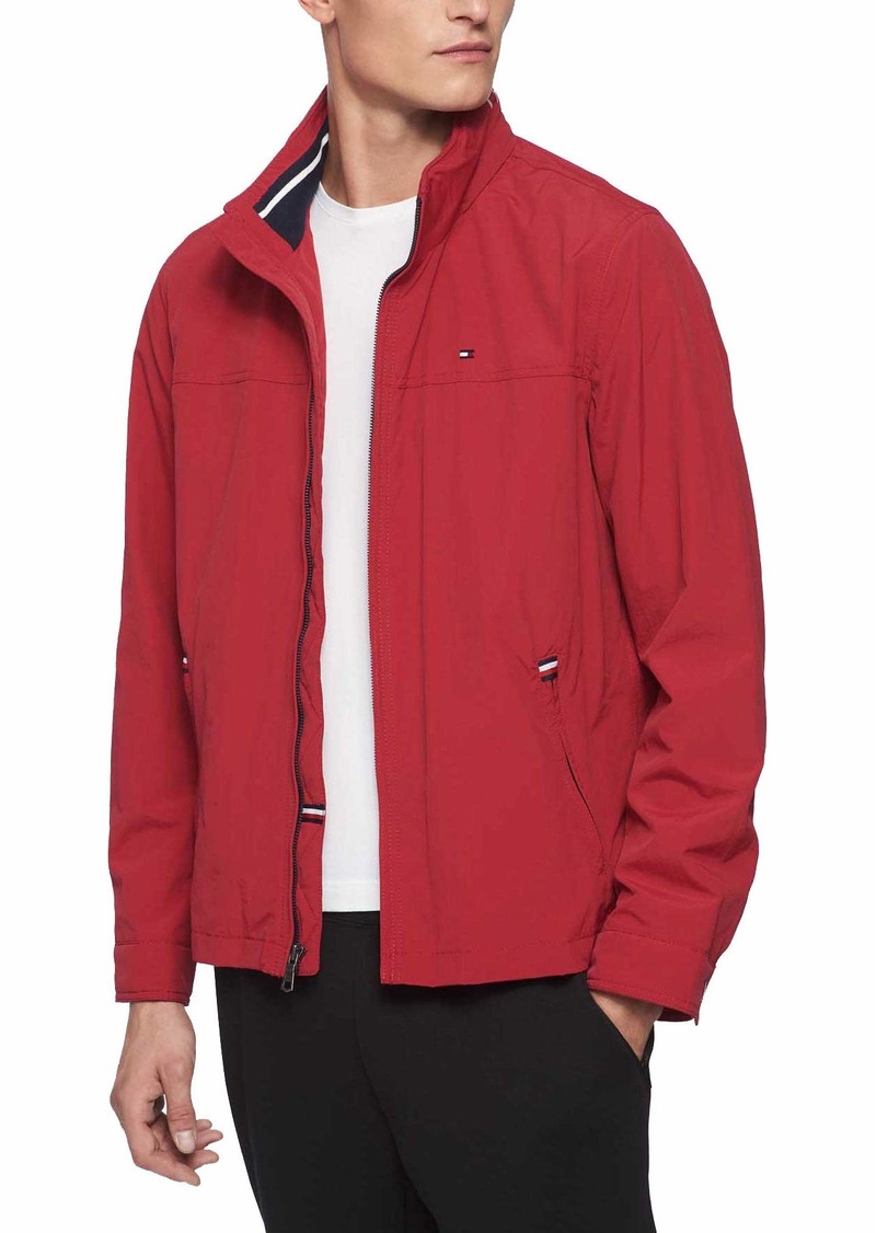 Tommy Hilfiger Men's Big and Tall Stand Collar Lightweight Yachting Jacket red