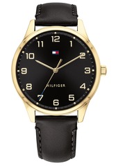 Tommy Hilfiger Men's Dark Brown Leather Strap Watch 44mm, Created for Macy's
