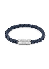 Tommy Hilfiger Men's Braided Blue Suede Leather Bracelet - Blue