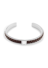 Tommy Hilfiger Men's Braided Brown Leather and Stainless Steel Bracelet - Brown