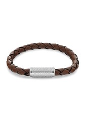 Tommy Hilfiger Men's Braided Brown Leather Bracelet - Brown